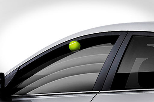 Safety window adjustment control system detects a tennis ball on the window