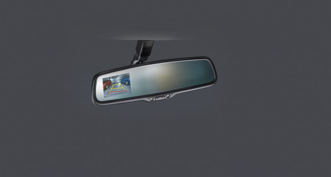Rear camera display system on rear view mirror
