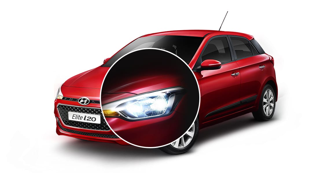 Closer view of front headlamp light on