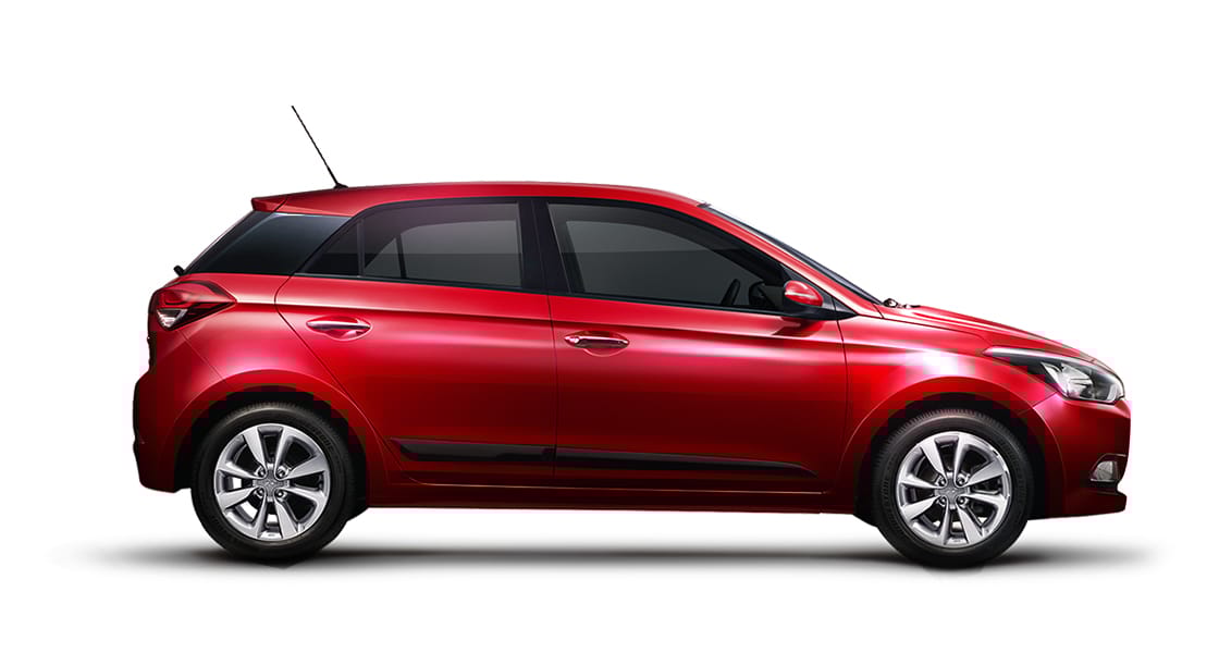 Side view of red Elite i20