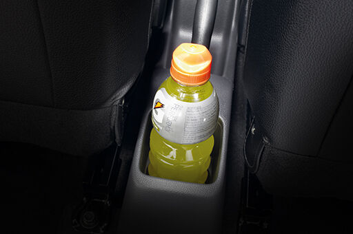 Drink bottle stored in the rear seat cup holder