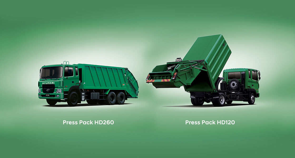 front view of HD120 press pack truck