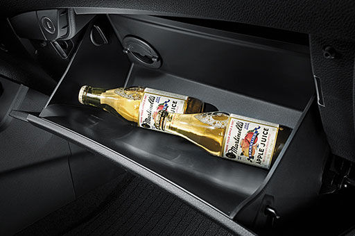 Drink bottles stored in the glove box