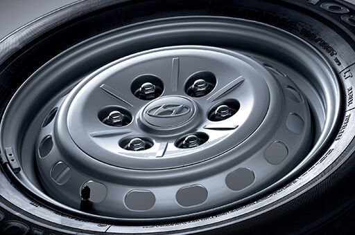 Closer view of H-1's 16" steel wheels
