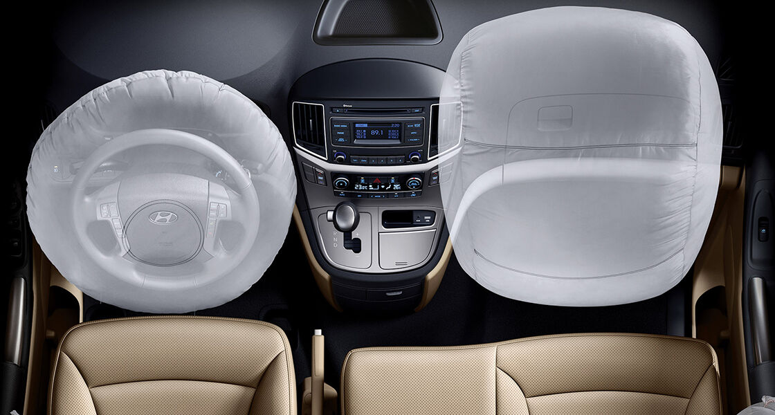Swollen two airbags at the front seat in the H-1