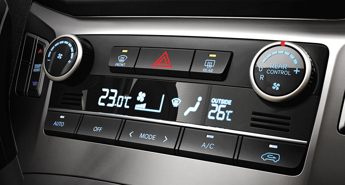 A closer view of H-1's display with air conditioner control buttons