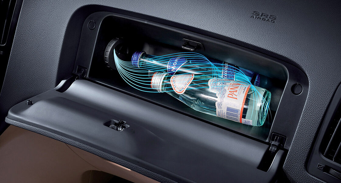Two water bottles in the glove box of H-1