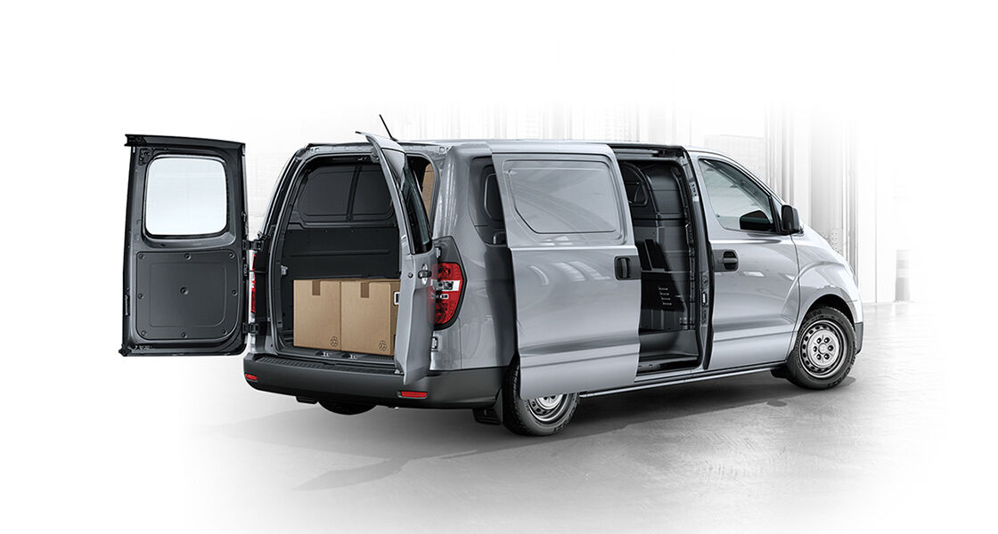 Rear view of ultimate multipurpose van with the doors open
