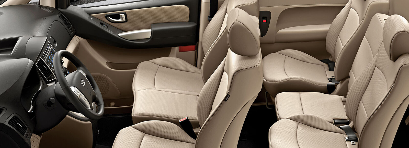 Eight beige seats inside H-1