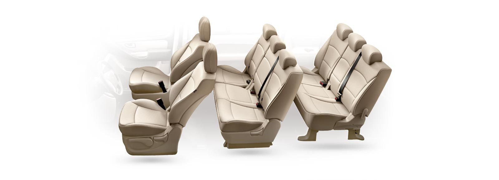 Eight beige seats inside H-1