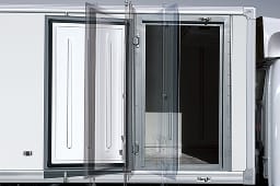 Door that opens in a traditional manner