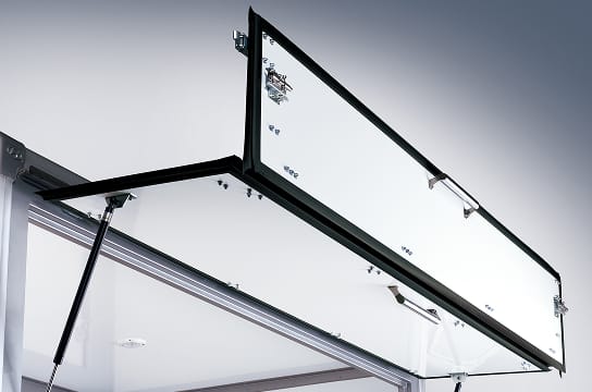 Close-up photo of the vehicle's side door that folds up and opens in two stages