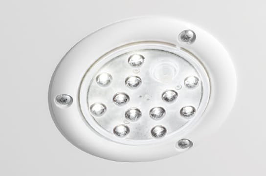 Close-up photo of LED lights installed in the storage space.