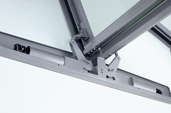 Close-up photo of the wing opening and closing mechanism