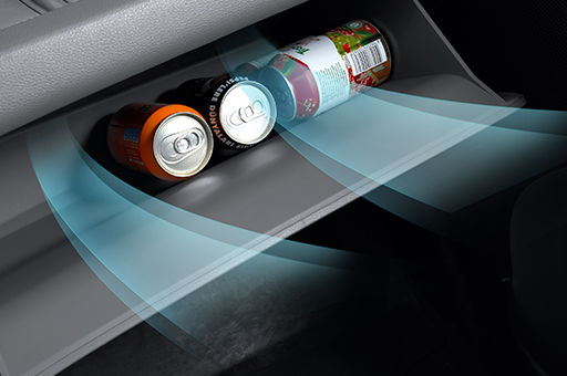 Drink cans stored in the glove box