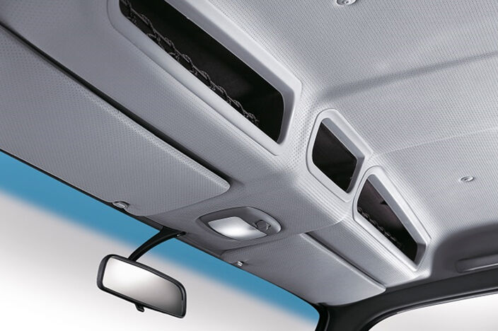 overhead storage has several slots and storages