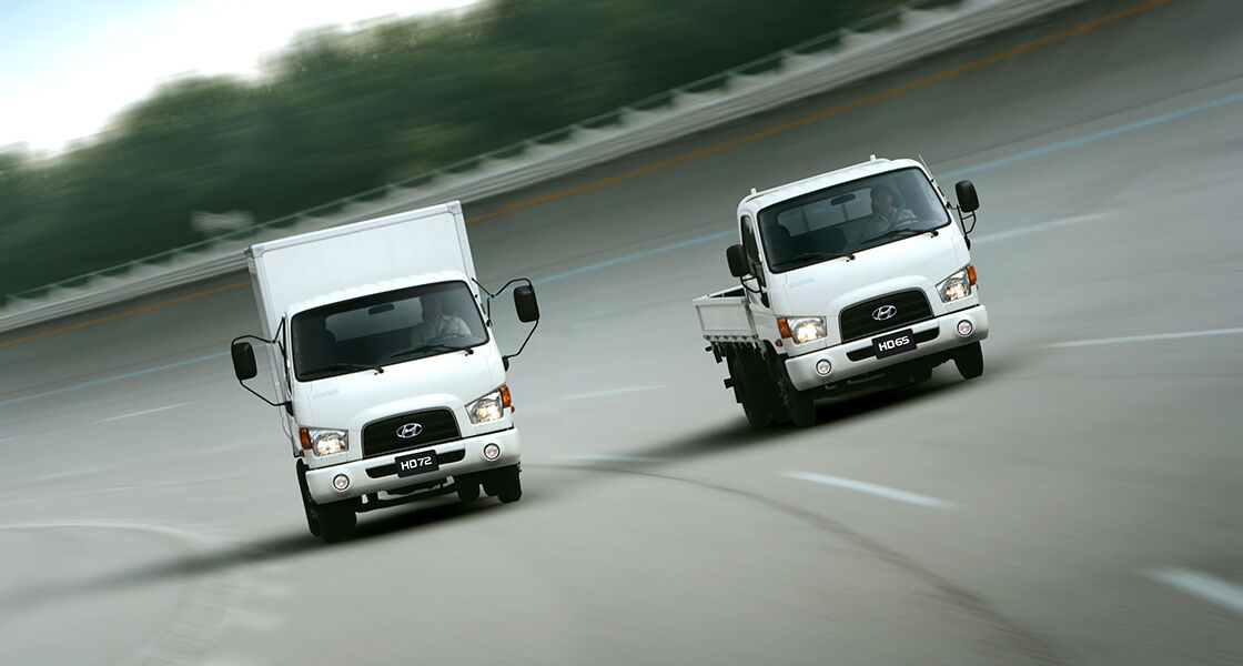 HD65 truck is running up overprass