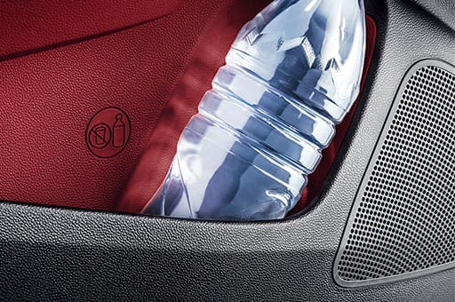 Water bottle stored in the bottle holder