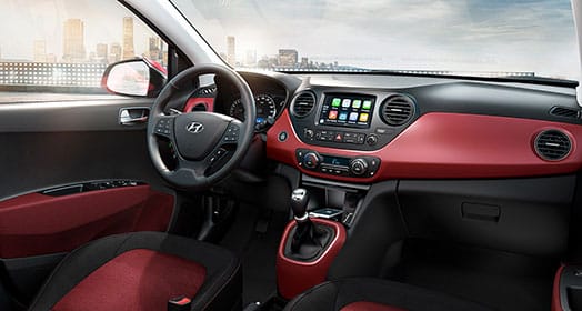 Full view of interior designed in color red