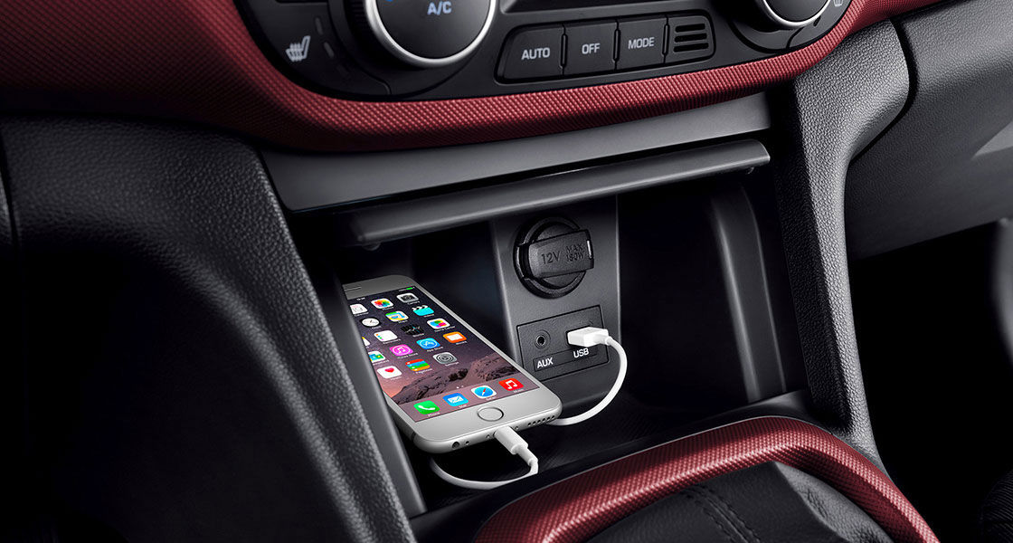 Phone place in the center console storage and getting charged
