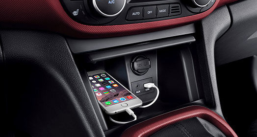 Phone place in the center console storage and getting charged
