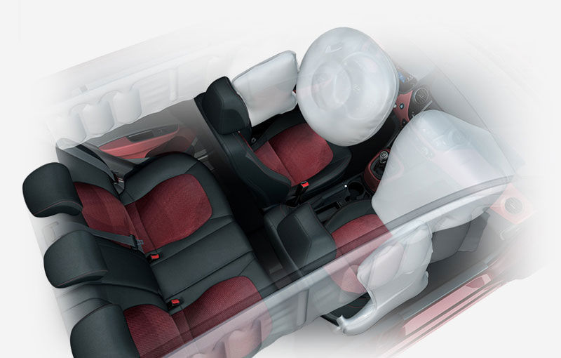 Sky view of full interior space with front air bags simulated