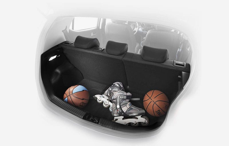 Full view of trunk space with luggage