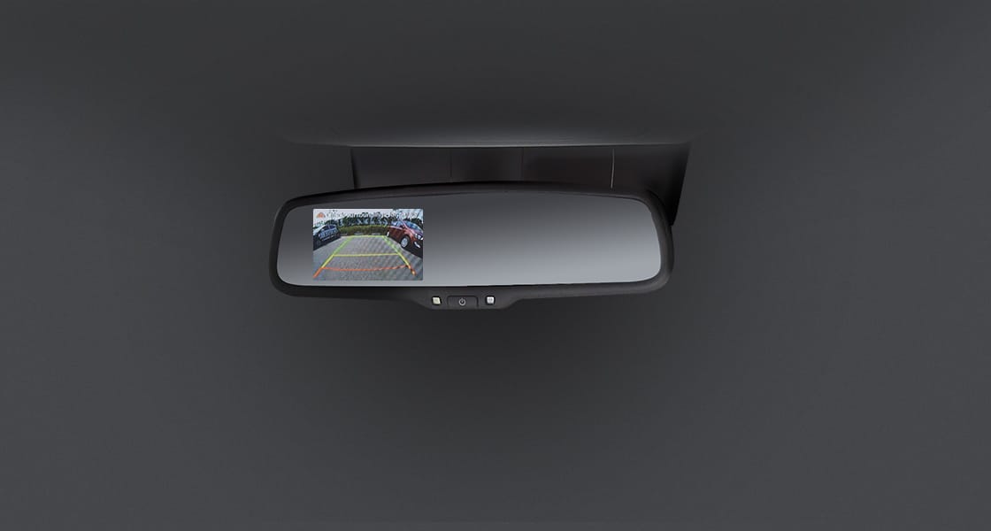 Rear camera display system on rear view mirror