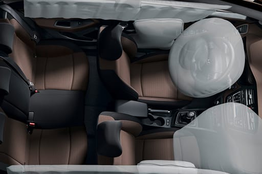 Top view of interior with airbag system simulated