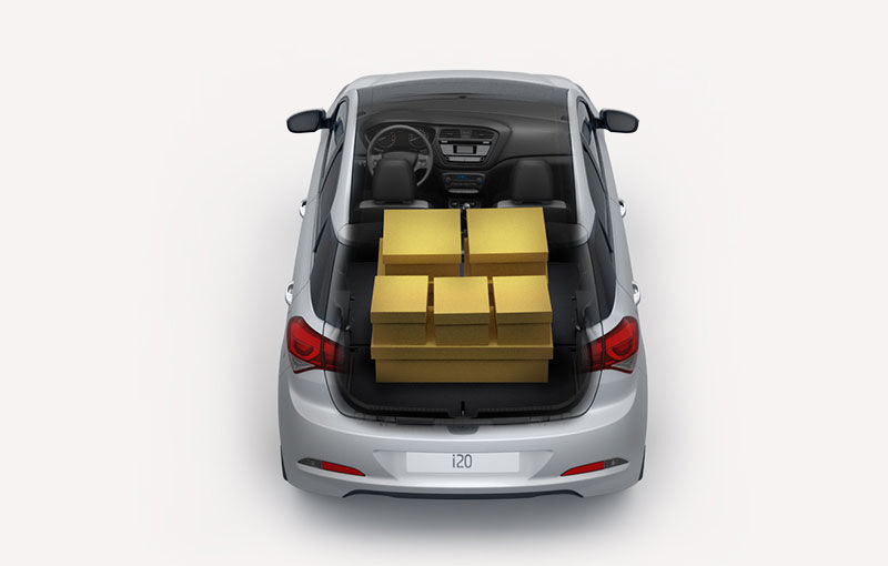 Top view of trunk space with many boxes loaded