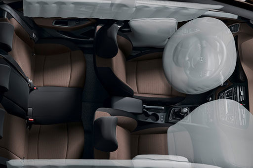 Top view of interior with airbag system simulated