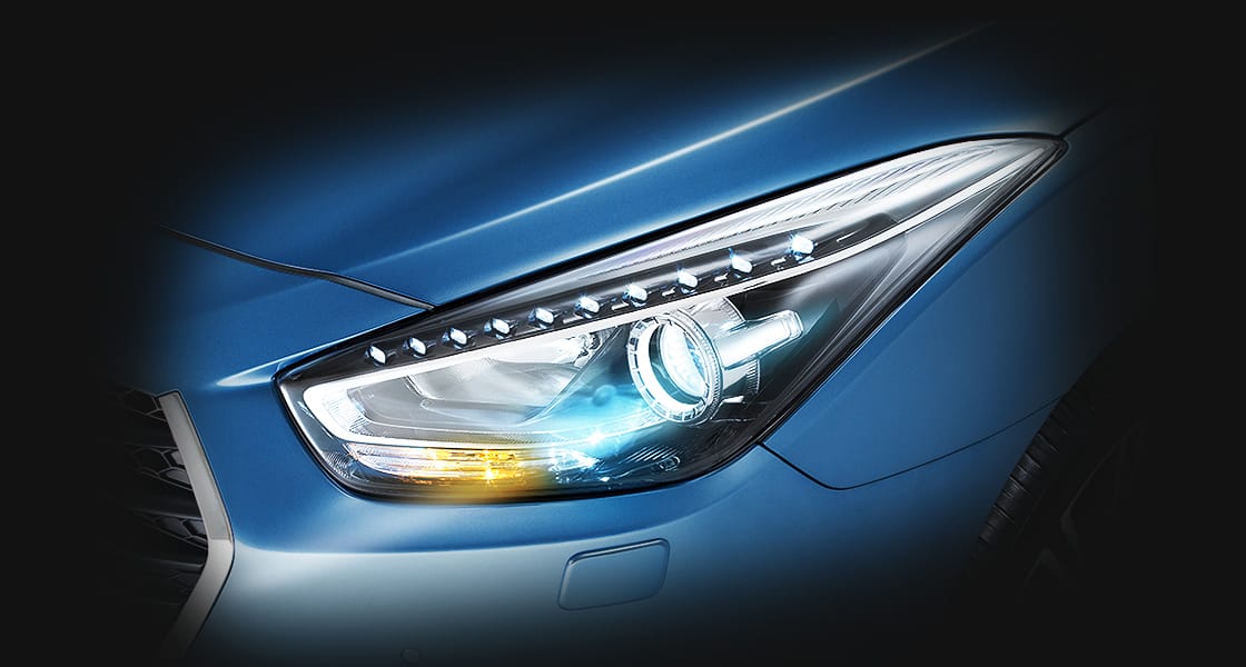 Closer view of HID headlamp on