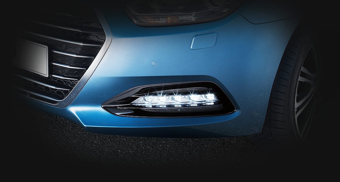 Closer view of fog lamp on