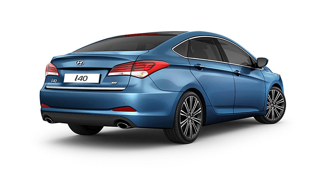 Side rear view of blue i40 Sedan