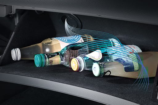 Drink bottles stored in the glove box