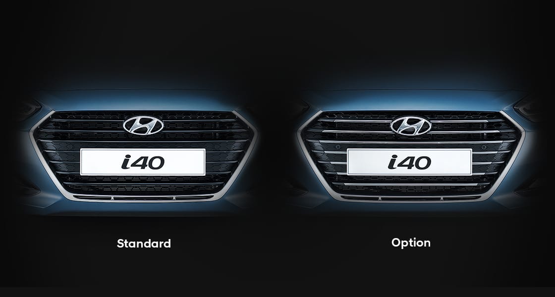 Standard radiator grille on the left and with option on the right