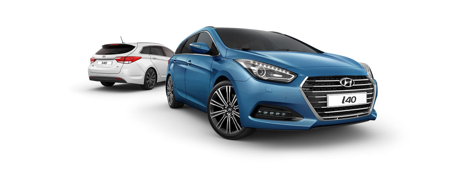 Dark blue i40 in front and silver i40 behind