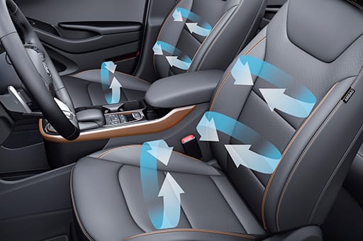 Front seat ventilation system illustrated