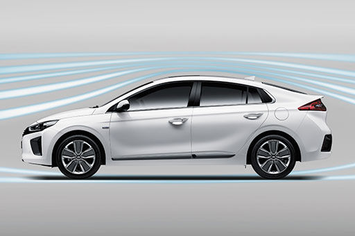 مخطط للديناميكيات الهوائية للتصميم الخارجي لIoniq Hybrid