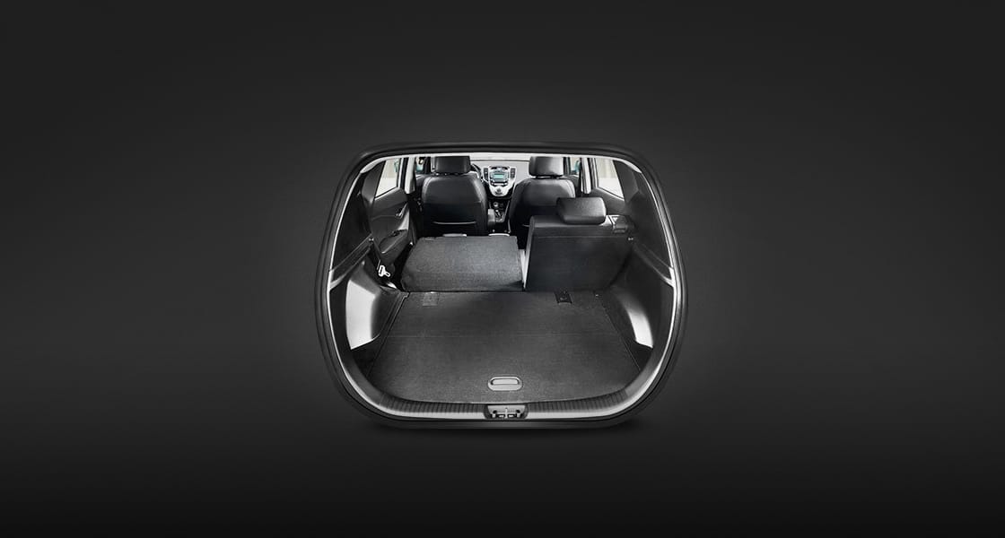 Rear view of seat folding system