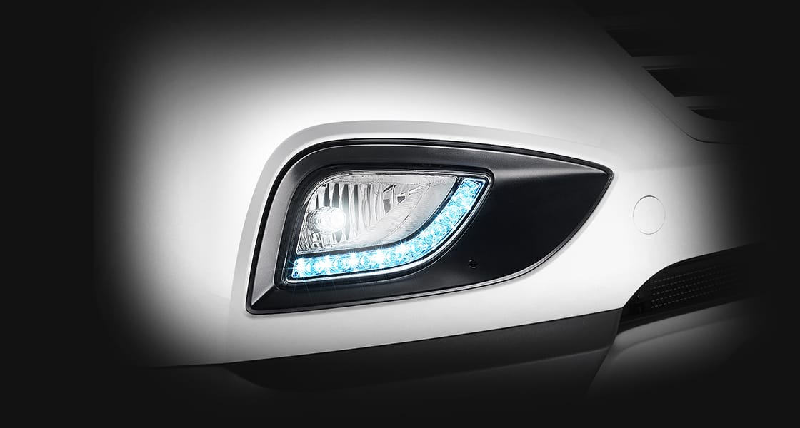 Closer view of fog lamps with Daytime running light on