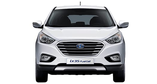 Front view of white ix35 Fuel Cell
