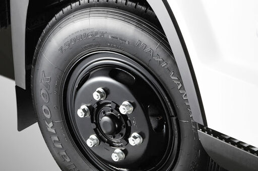 Closer view of black wheel