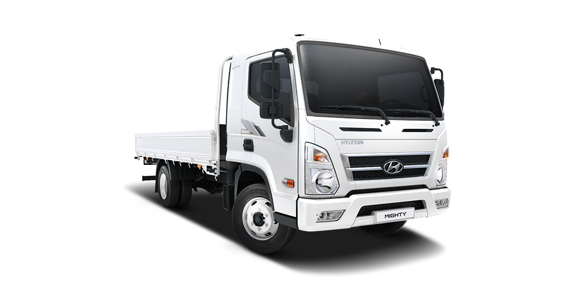 A left front view of white H-100