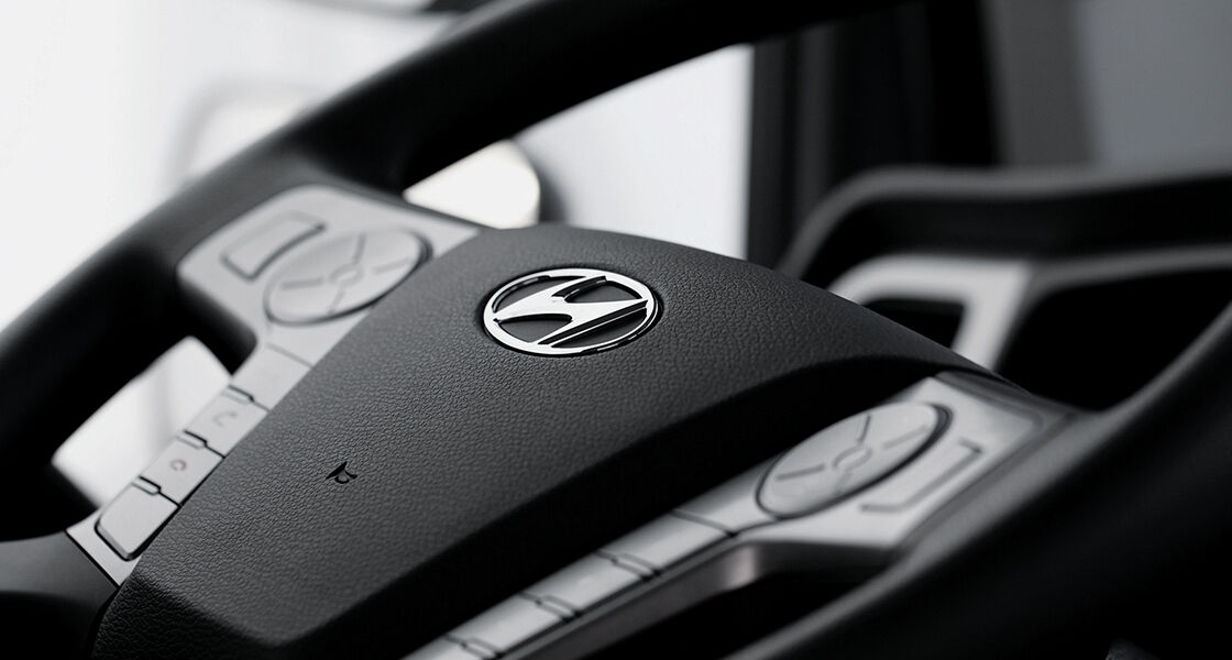 Steering wheel with Hyundai motors company logo