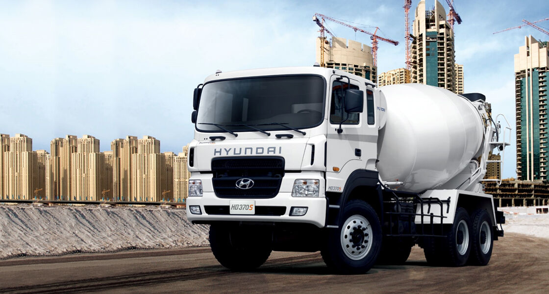 image of a mixer truck on construction site
