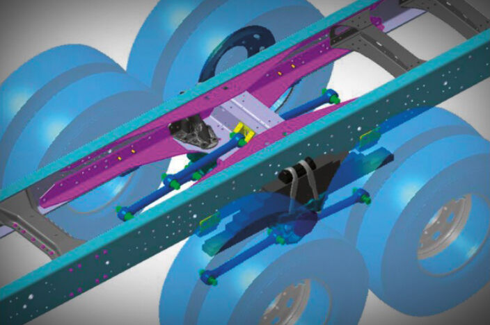 illustraion of suspension and chassis on tires