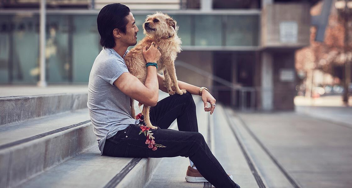 man with dog