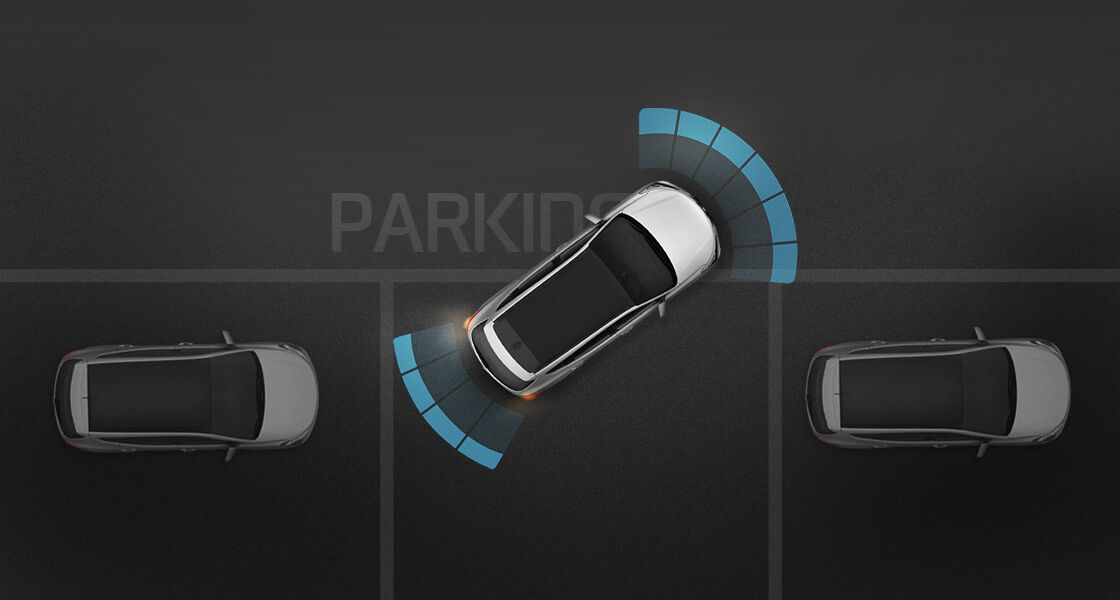 Top view of Santa fe parking with smart parking assist system