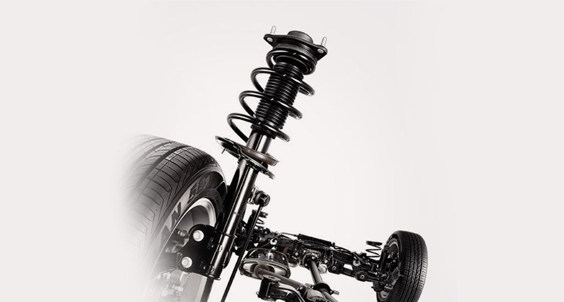 Full view of front and rear suspension